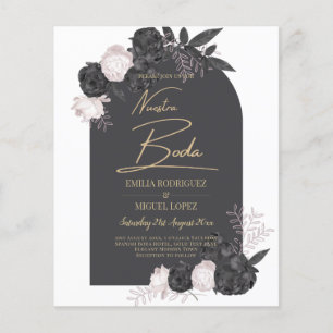 Flyer NUESTRA BODA Gris Rubefacción Rojas rosadas Españo