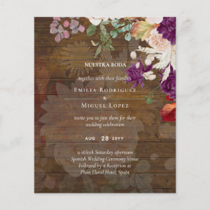 Flyer NUESTRA BODA Plum Fall Floral Boda español