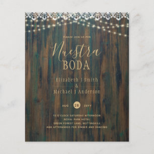 FLYER NUESTRA BODA PRESUPUESTO LUCES RÚSTICAS LACE INVIT
