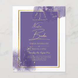 Flyer NUESTRA BODA PURPLE GOLD Boda Lavender INVITE