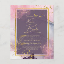 NUESTRA BODA Púrpura Tinta de Oro Pink Wedding INV