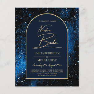 Flyer NUESTRA BODA Starry Night Navy Blue Gold INVITE