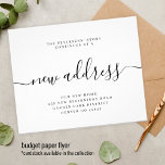 Flyer Nueva dirección presupuestaria invitación moderna<br><div class="desc">Sencillo y elegante guión de caligrafía en blanco y negro de la nueva dirección en blanco y negro PRESUPUESTO invitación móvil asequible PAPER FLYER. Fácil de personalizar con el texto y la nueva dirección personal. LEA ESTO ANTES DE COMPRAR! Esta es una tarjeta asequible para el presupuesto impresa en un...</div>