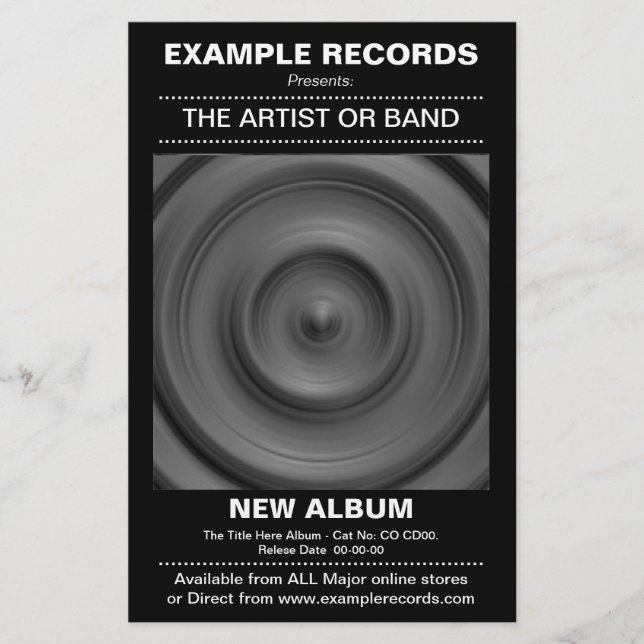 Flyer Nuevo lanzamiento de álbum - Negro (Frente)