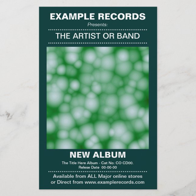 Flyer Nuevo lanzamiento de álbum - Verde oscuro (Frente)