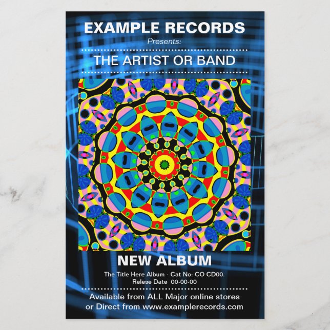 Flyer Nuevo lanzamiento de álbumes - Espiral azul textur (Frente)