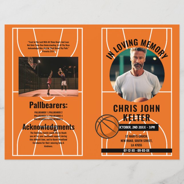 Flyer Obituario de Baloncesto por Orden Funeral de Servi (Frente)