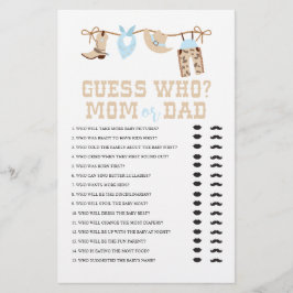 Flyer Occidente Cowboy Baby Shower adivina quién es el j