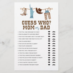 Flyer Occidente Cowboy Baby Shower adivina quién es el j