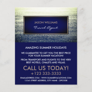 Flyer Ocean Blue, viajero publicitario de agente de viaj