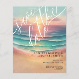 Flyer Océano verde rosa Beach Watercolor veraniego