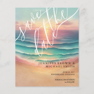 Flyer Océano verde rosa Beach Watercolor veraniego