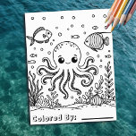 Flyer Octopo y pescado | Página de coloreado del niño<br><div class="desc">Un adorable pulpo,  peces y criaturas de coral en el mar,  se colocan en la página de los niños. Compra páginas de coloreo a granel para niños,  escuelas y fiestas de cumpleaños.</div>