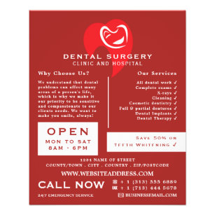 Flyer Odontología del logotipo de los dientes de corazón