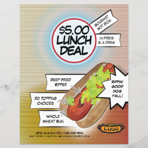 Flyer Oferta de almuerzo de Hot Dog