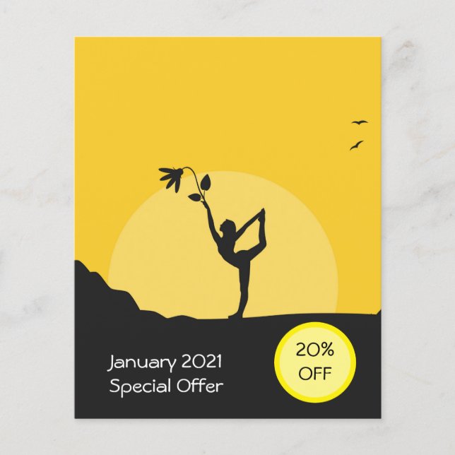 Flyer Oferta de descuento para prospectos de yoga en lín (Frente)