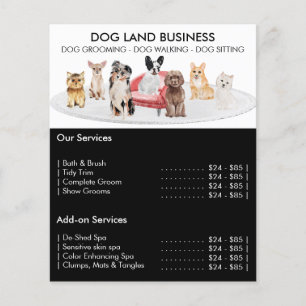 Flyer Oferta de servicio de mascotas para perros negros 