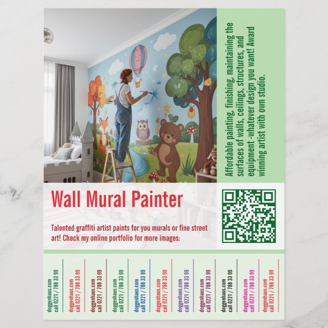Flyer oferta de trabajo de pintor de mural de pared Arra (Frente)