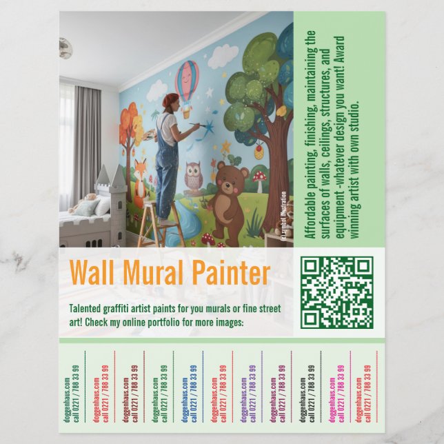 Flyer oferta de trabajo de pintor de murales en pared Ar (Frente)