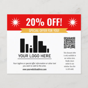Flyer Oferta especial roja Descuento tu logotipo y códig