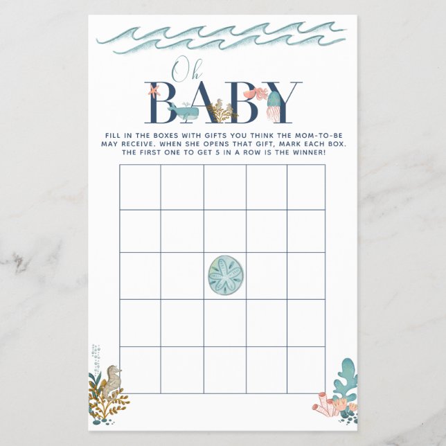 Flyer Oh Baby Under Sea Baby Shower Bingo (Frente)