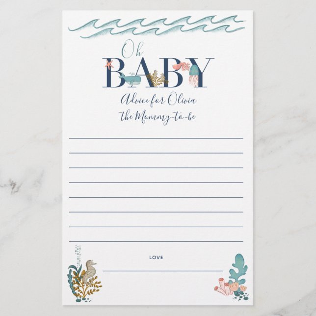 Flyer Oh Baby Under Sea Baby Shower Parent Advice (Frente)