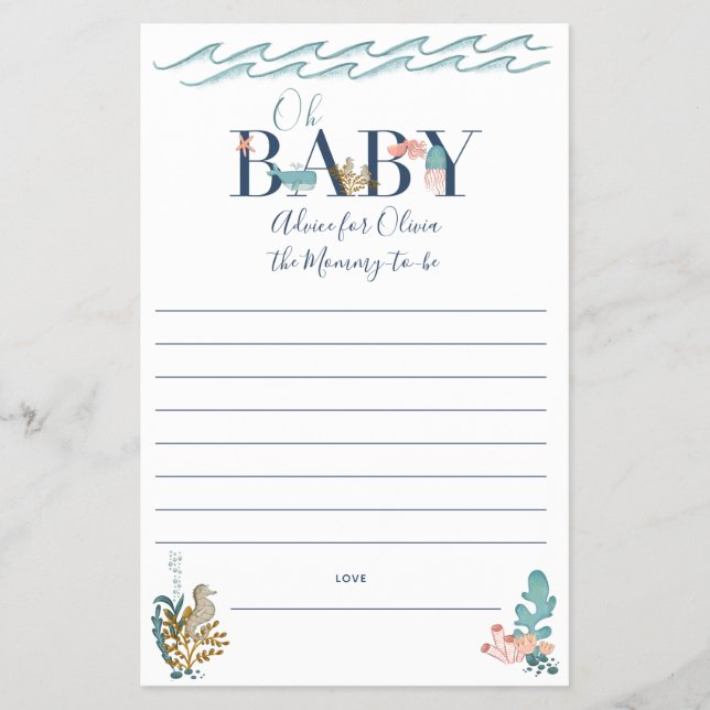 Flyer Oh Baby Under Sea Baby Shower Parent Advice (Frente)