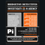 Flyer Ojo Privado Negrita, Investigador de Detective Pri<br><div class="desc">Audaz mirada privada,  detective privado investigador volante por la tienda de tarjetas de visita.</div>