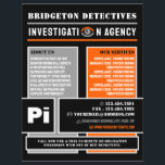 Flyer Ojo Privado Negrita, Investigador de Detective Pri<br><div class="desc">Audaz mirada privada,  detective privado investigador volante por la tienda de tarjetas de visita.</div>