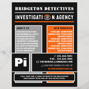 Flyer Ojo Privado Negrita, Investigador de Detective Pri