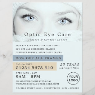 Flyer Ojos azules, óptico, profesional técnico