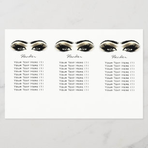 Flyer Ojos dorados maquillaje pestañas blancas DL 3 Pros