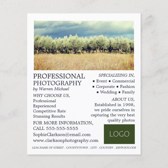 Flyer Olivos, fotografía, alquiler de fotógrafos (Frente)