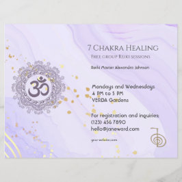 Flyer OM Chakra Energy Healer Reiki Purple Horizontal
