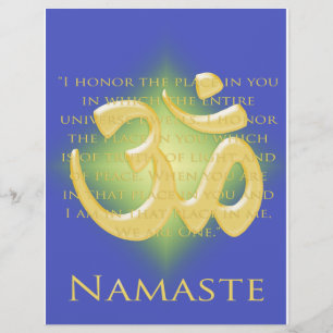 Flyer Om en azul y dorado - Namasté