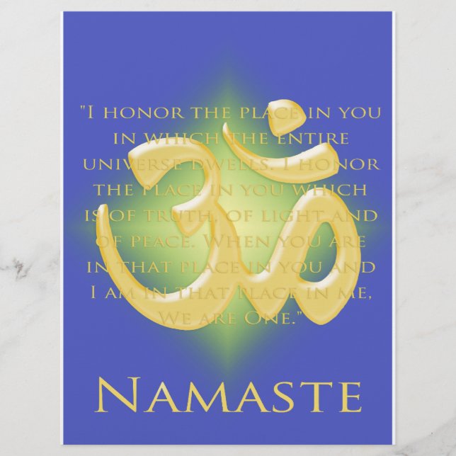 Flyer Om en azul y dorado - Namasté (Frente)