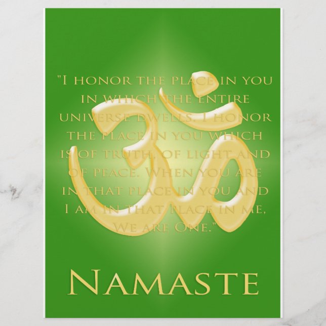 Flyer Om en verde y oro - Namaste (Frente)
