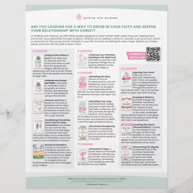 Flyer Opciones de estudio de la Biblia para viajero feme (Frente)