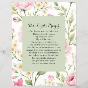 Flyer Oración del Señor Inspiración Cristiana Floral