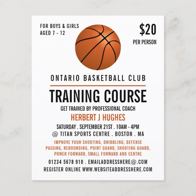 Flyer Orange Basketball, Basketball Training Course (Frente)