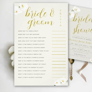 Flyer Orchids Bridal Shower Game Bride Groom Trivia Ecru