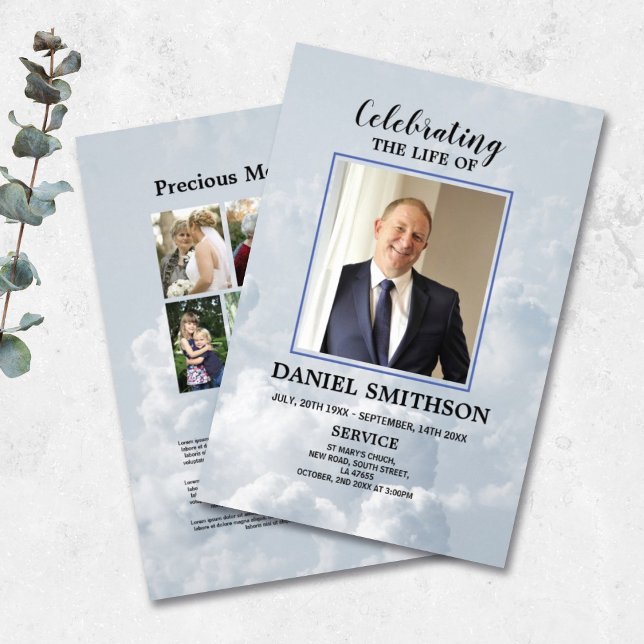 Flyer Orden funeral de servicio que celebra las nubes de (Subido por el creador)