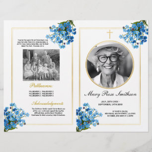 Flyer Orden Funeral de Servicio Vida Olvídenme Knot