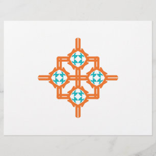 Flyer ornamento azul naranja