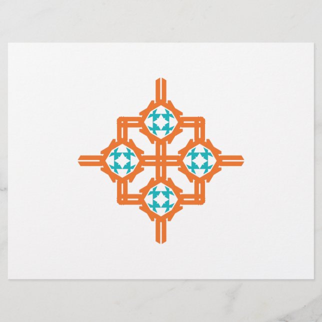 Flyer ornamento azul naranja (Frente)