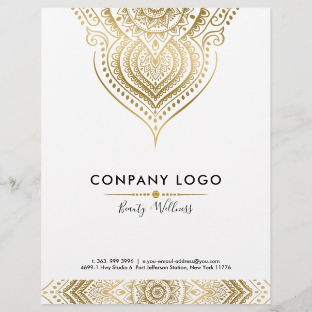 Flyer Oro en el Ornato Blanco Paisley mandala (Atrás)