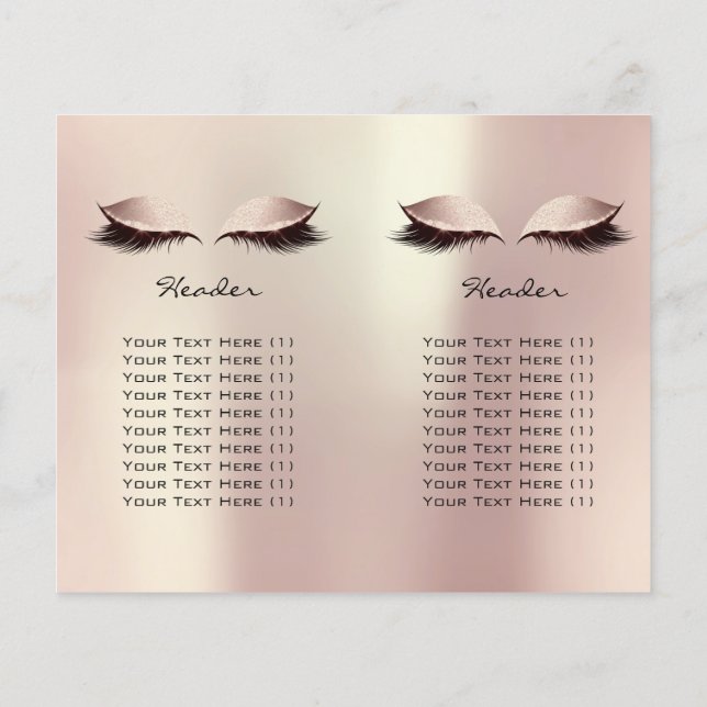 Flyer Oro Maquillaje Brillo Rosa Pestañas Precios Follet (Atrás)