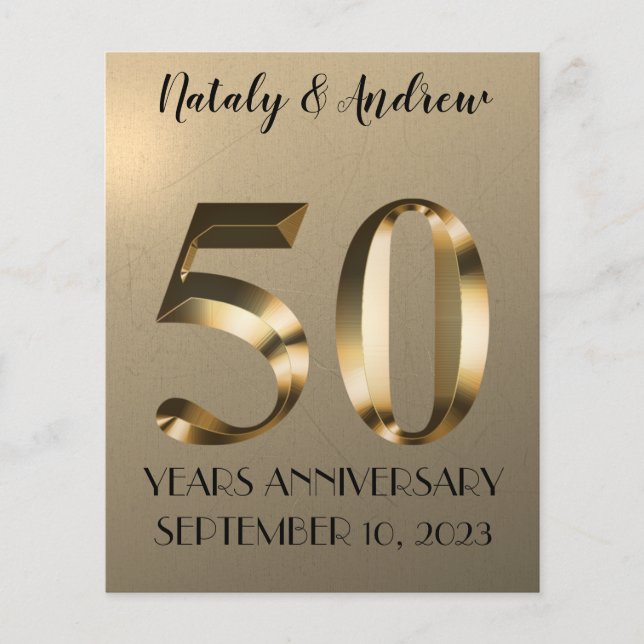 Flyer Oro metálico 50 aniversario Boda (Frente)