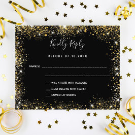 Flyer Oro negro centellea presupuesto boda RSVP