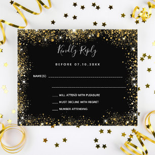 Flyer Oro negro centellea presupuesto boda RSVP